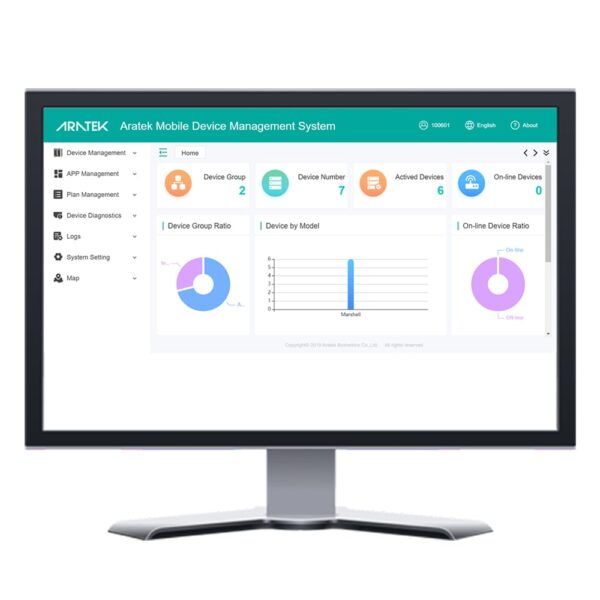 Giao diện chính Aratek Device Management System DMS quản lý thiết bị sinh trắc học